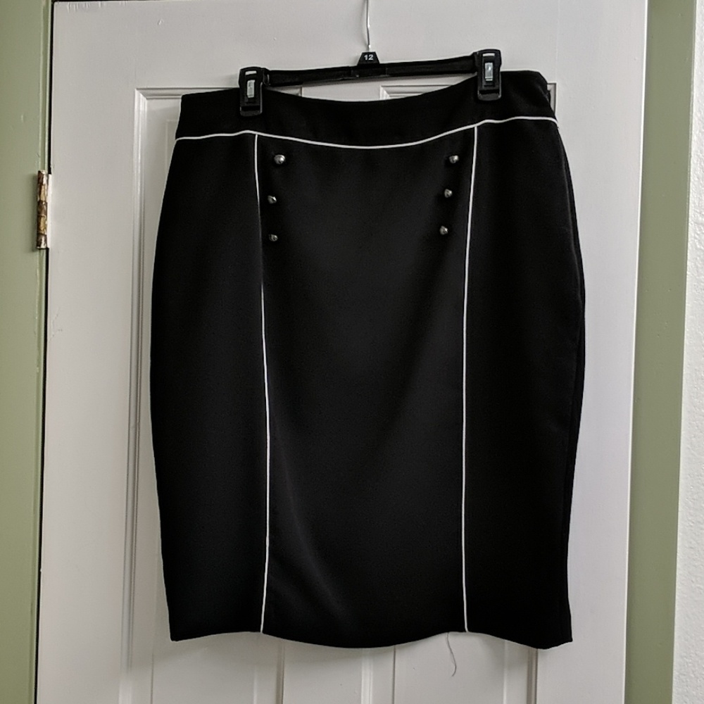 Black Corset-Back Pencil Skirt